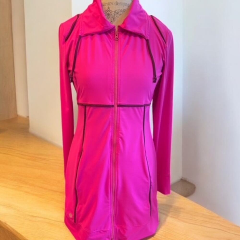 Athleta Women's Spinnaker Long Sun Jacket Hot Pink Front Zip - Small
